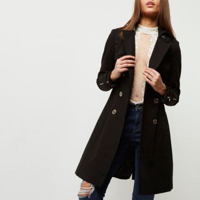 Black zip cuff trench coat